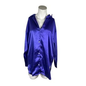 Vintage Victoria Secret Gold Label Nightshirt Women's P/S Purple Button Down